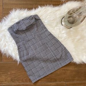 Glen Plaid Tube Mini Dress